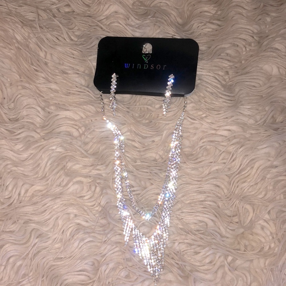 Silver Necklace Earring bundle set
